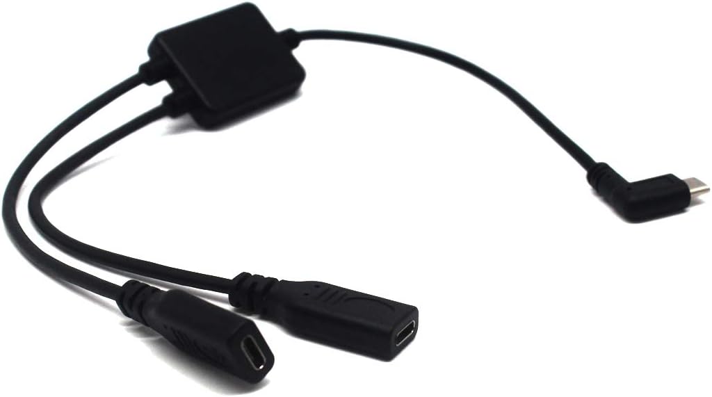 AWADUO USB-C Splitter With IC, 90 Degree Type C Hub 1 Male to 2 Female Extension Cable, USB C Splitter Y Type Cable 30cm - Image 5