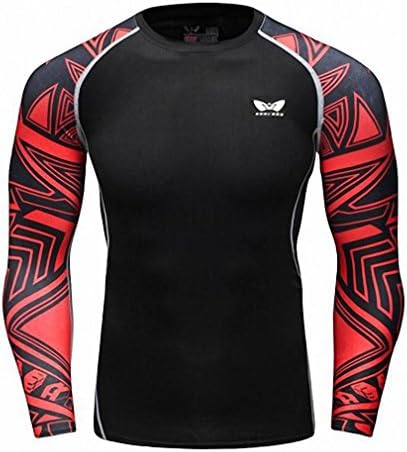 Men Compression Tight Skin Shirt Long Sleeves 3D Prints Rashguard Fitness Base Layer Weight Lifting Male Tops Wear 2 M