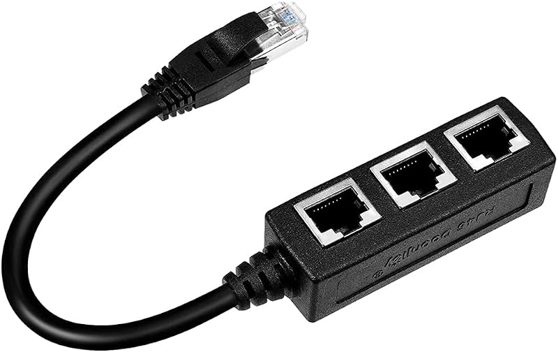 Gezezuee RJ45 Ethernet Splitter 1 to 3 Adapter Cat5e Cat6 Cat7 LAN Cable Black