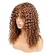 Goldfinch Brown Curly Human Hair Wig with Bangs Long Kinky Curly Wig for Women Deep Curly Virgin Hair Wig 150% Density None Lace Wig 18 inches