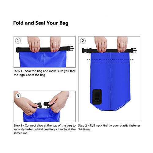 Forbidden Road 5L 10L 15L Waterproof Dry Bag (8 Colors) Dry Sack Roll Top Dry Compression Sack Keeps Gear Dry for Kayaking Boating Camping Canoeing Fishing Skiing Snowboarding (Dark Blue, 20L) - Thumbnail 3