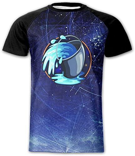 Fashion Custom Raglan T-Shirt Aquarius Short Sleeve Tee Shirt Causal Shirts For Mens XX-Large