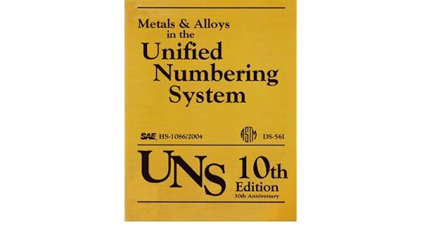 Metals Alloys In The Unified Numbering System Uns 10th - 