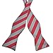PenSee Mens Self Bow Tie Grey & Red Stripe Jacquard Woven Silk Bow Ties