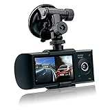 Rongyuxuan DVR-XR300-32gb-01 1080P Dual Lens GPS Vehicle Dashboard Camera Synchronous DVR for Whole Driving Track Recorder (32GB TF Card Included), 2.7
