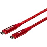 Amazon Basics Double Braided Nylon USB-C to USB-C 3.1 Gen 2 (10Gbps) Fast Charging Cable, 3A - 1-Foot, Red