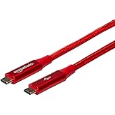 Amazon Basics Double Braided Nylon USB-C to USB-C 3.1 Gen 1 Cable with Power Delivery (5 Gbps) | 6 feet, Red