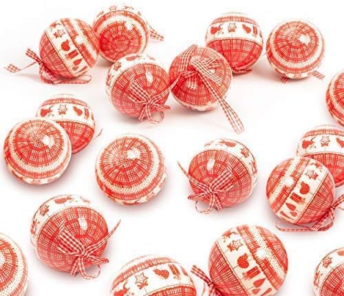 Luxury Incassable Sapin De Noël Boules 80mm Stylé Dessin Imprimé Paquet De 6 Rouge Blanc Vichy