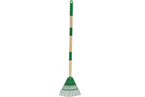 Xifando Kids Leaf Rake - 3-Section Adjustable Handle, Lightweight, Wood & Plastic, Small Garden Tool for Children (Green)