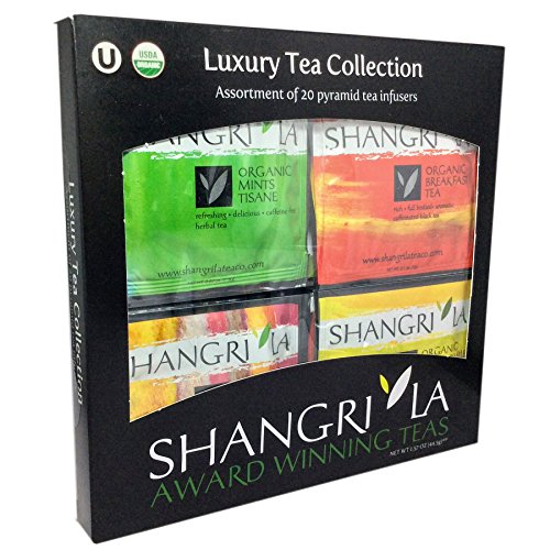 ShangriLa Tea Company Variety Pack Organic Tea Bag Collection, Sampler Assortment Of 7 Flavors