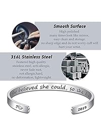 IEFSHINY 2019 pulsera de graduación de regalo   Inspiracional cita mantra acero inoxidable brazalete brazalete de graduación de la universidad regalos para ella, graduación de aliento regalo para las mujeres
