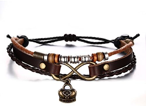 ALBEST Jewelry Men's Alloy Imperial Crown Leather Adjustable Braided Rope Bracelet