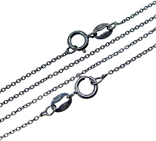 Oxidized Sterling Silver Plain Cable Chain Necklace, Fine Necklace Chain-(16",18",20" 22",24",26",28",30",36")