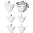 QWORK Lab Porcelain Crucible with Lid, 6 Pack, 50ml Capacity, White, Smooth Surface, for Laboratory School to Heat Chemical Compounds