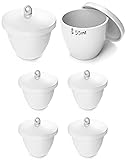QWORK Lab Porcelain Crucible with Lid, 6 Pack, 50ml