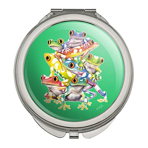 Tropical Rainforest Tree Frog Balancing Act Compact Travel Purse Handbag Makeup Mirror