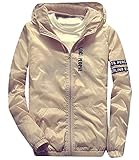 Generic Mens Casual Spell Color Sun Protection Slim Jacket Apricot M