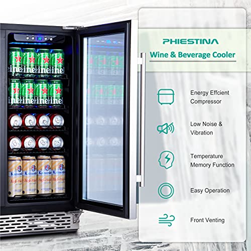 Phiestina Wine and Beverage Refrigerator 30 Inch BuiltIn Dual Zone