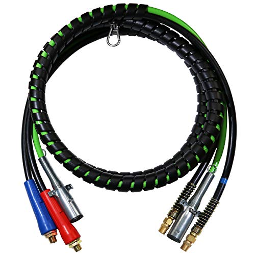 boeray 3 in 1 15 Ft Length Wrap Heavy Duty 7 Way Truck Tractor Trailer Rig Electric Cable Wrap Cord ABS & Air Line Hose Assembly - Thumbnail 7