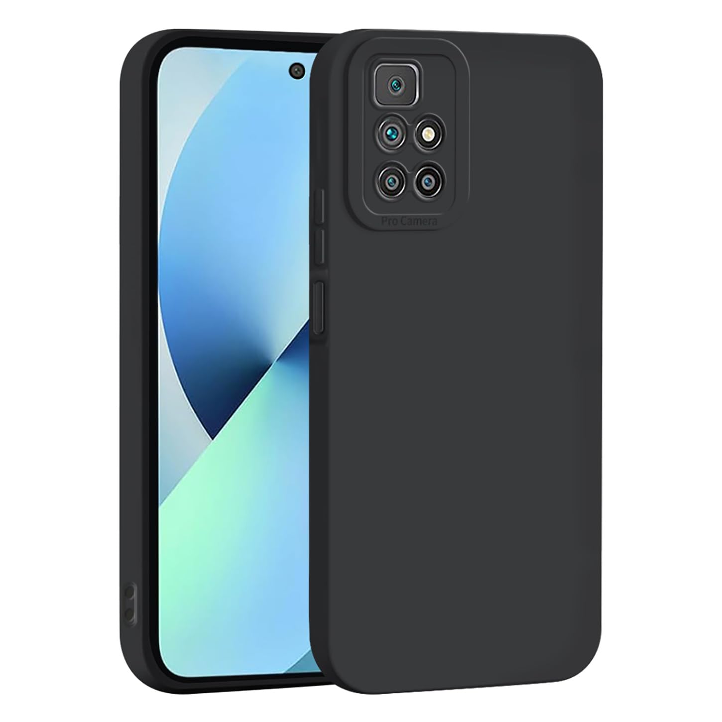 ILING Liquid Silicone Case for Xiaomi Redmi 10 2022 / Redmi 10 4G, Simple Solid Color Back Soft Gel Rubber Frosted TPU Bumper Shockproof Protective Ultra-thin Phone Case Cover (Black)