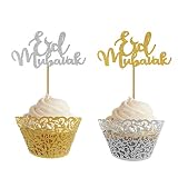 Joyfulislam.shop 20pcs Glitter Cupcake Toppers | | DELIVERY is 2 Weeks | Great for Ramadan & HAJJ I Hurry UP! and Order Your Decorations Now
