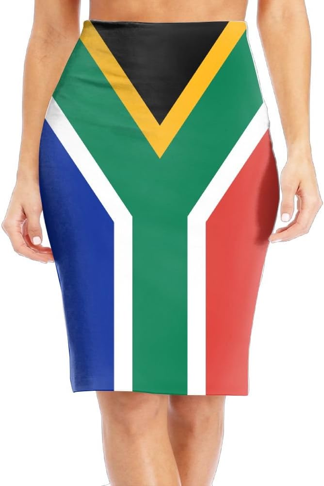 MASDUIH Women's Classic South African Flag Knee Length Dress Long Pencil Skirt