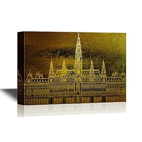 Vacation in Europe Building in Vienna Landmarks in Golden Color