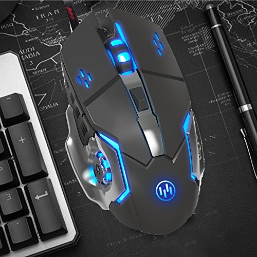 Tunable Gaming Mouse,Wired LED Light Optical 1600DPI Gaming Mute Mouse Mice for PUBG (black)