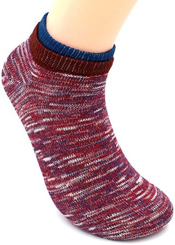 Lacasa Red Unisex Men Bamboo Pattern Low Cut Sports Ankle Boat Crew Socks (5 Packs)