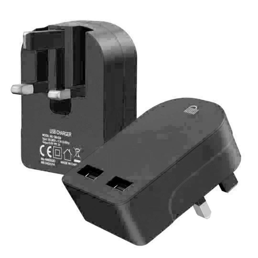 Foldable Charger 3A / 15W USB-A Ports Compact Travel Charger Compatible For iiPhone Samsung Tab HTC Windows Phone Tablet Nokia Motorola Sony Kindle One Plus etc (Black)