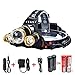 Benran Waterproof Headlamp Headlight Flashlight - Zoomable Super Bright , 4 Modes 3 XM-L CREE T6 LED, Rechargeable Batteries, Adjustable - Outdoor Hiking Camping Riding Fishing Hunting (spotlight)