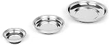 CASOMAN 3-Piece Round Magnetic Tray Set 3" 4" 6" Stainless Steel Parts Holder view 2