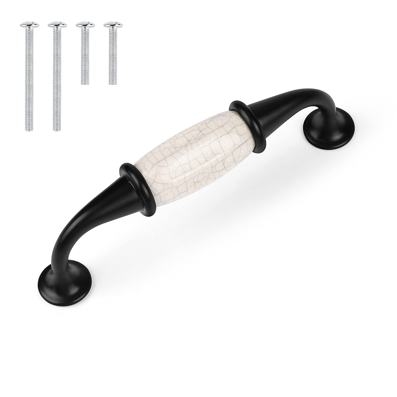 Photo 1 of 10 Pack Antique Cabinet Pulls and Handles 4.4 inch Length Zinc Alloy and Ceramics Material Black Drawer Dresser Cupboard Pull Handles