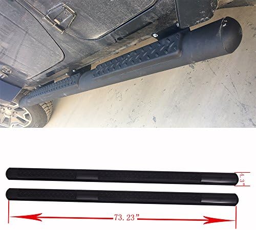 Audrfi 4.3" Aluminium Black Running Boards for 07-18 Jeep Wrangler JK 4-Door Side Step Rails Nerf Bars Pair