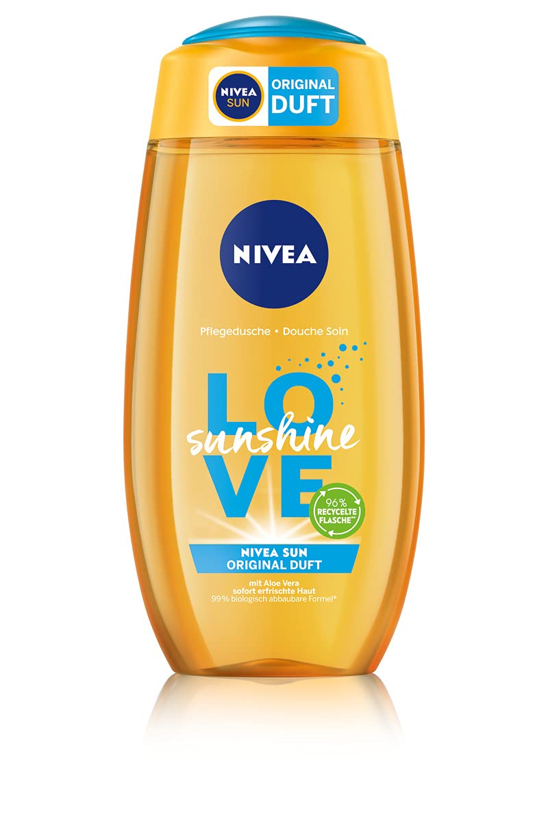 Nivea Love Sunshine Shower Gel (250 ml), Summer Shower Gel with Aloe Vera for Noticeably Soft Skin, Shower with Unique Nivea Sun Cream Fragrance