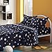 KFZ Solar System Planets Twin Bed Sheet Set for Kids Bed –Navy Blue 4 Pieces Bed Sheets with 1 Twin Fitted Sheet, 1 Flat Sheet, 2 Pillow Covers –Soft Brushed Microfiber Mattress Set for Room Decor