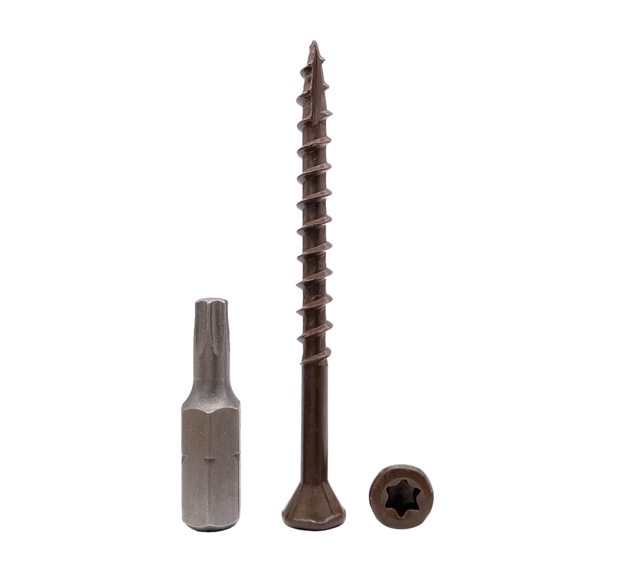 (Pack of 50 pcs) Brown Anti-corrosion Finish 4.2 x 55 mm Timber Decking Screws, Wood Screws, Torx Head, Type 17, Countersunk Head, Exterior Screw (50, 4.2 x 55 mm)