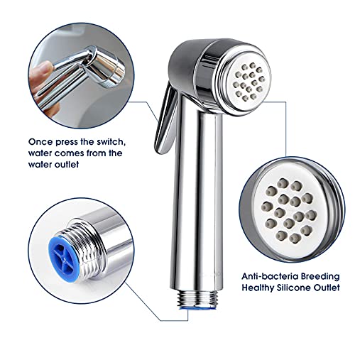 JOMOO Paperless Washing Shattaf Head, Handheld Bidet Sprayer for Toilet Diaper Sprayer with Wall Base and Hose, Bidet Spray Bottom Cleaner Spray