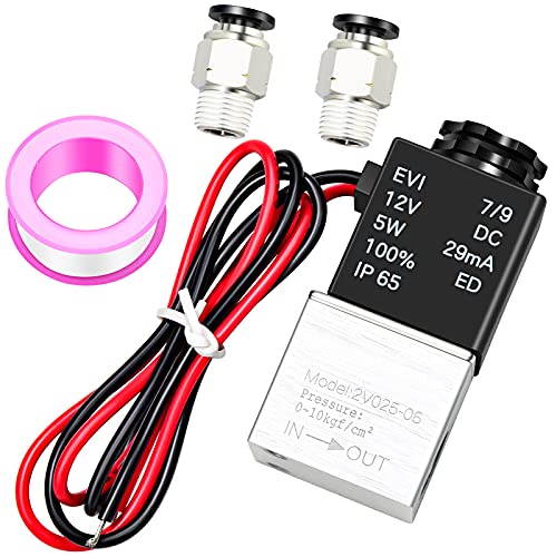 ERGAOBOY 12V DC 1/8" BSP Normally Closed Electric Solenoid Air Valve with 2 Way Positions (2V025-06)