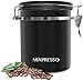 Mixpresso 16 Oz Black Coffee Canister, Stainless Steel Airtight Coffee Container, Ground Coffee Bean Storage with Date Tracker, Vacuum Sealed Espresso Airtight Container, Coffee Jar, Sugar Container