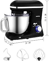 Aucma 7L Stand Mixer Tilt-Head 1400W with Dough Hook Whip Beater Black view 2