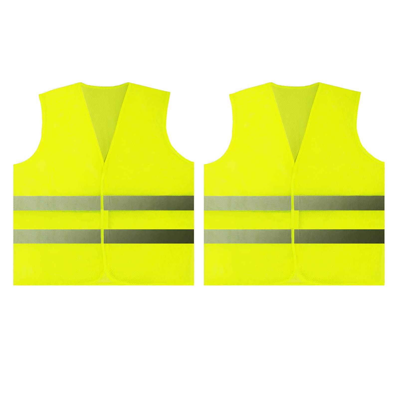 2 Pcs Hi Vis Vests, Safety Vests with 2 Reflective Strips, Reflective High Visibility Vests for Traffic Work, Outdoor Running Walking, Surveyor and Motor Bicycle Drivers