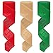 Colovis 3 Rolls Red Green Natural Burlap Ribbon Christmas Burlap Ribbon Rolls,2.4 Inches by 590 Inches Perfect for DIY,Craft,Gift Wrap Decor.