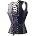 KIWI RATA Women's Punk Rock Faux Leather Buckle-up Corset Bustier Basque with G-String