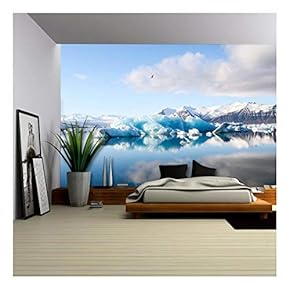 Glacier and Calm Water Surface - Removable Wall Mural | Self-Adhesive Large Wallpaper - 66x96 inches