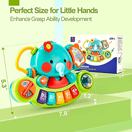 Hahaland Baby Toy from 6 Months Girls, Elephant Music Toy, Motor Skills Toy, Musical Instruments with Light and Sound, Children's Keyboard Baby Toy from 1 Year Girls Boys
