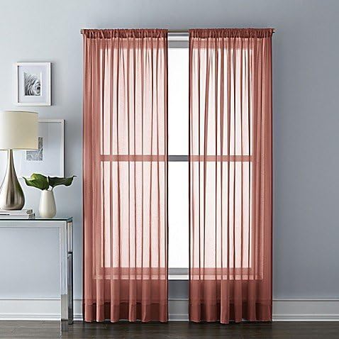 Jody Clarke 2PC Solid Sheer Panel Curtain Drape Long Fully Stitched for Wedding Quinceniera Party décor avilable in Multiple Colors and Sizes (95" Long,Brick)