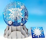 Christmas Greeting Card Pop-up 3-d Snow Globe Snowfall
