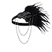 BABEYOND 1920s Flapper Headband Roaring 20s Great Gatsby Headpiece Beaded Black Feather Headband 1920s Flapper Gatsby Hair Accessories