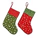 Vanteriam 12PC Mini Christmas Stockings with Snowflake, 9'' Party Decorations/Gift Bags, Red & Green